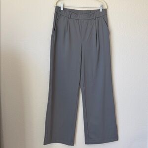 Halara Wide Leg Pants Gray Size L High Rise Pleated Workwear Travel Comfy Pants